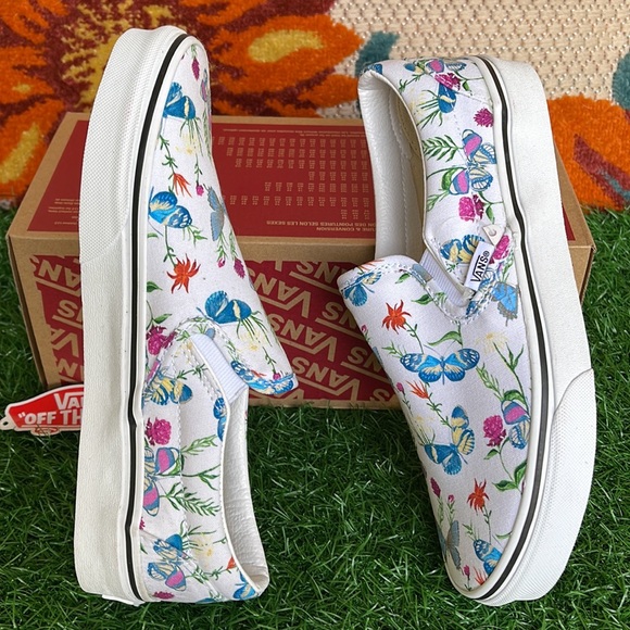 Vans Classic Slip On Butterfly Floral Marshmallow/True White Men’s sneake… - Picture 12 of 16